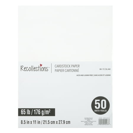 50 Sheets White 8.5" x 11" Cardstock Paper by Recollections - Acid and Lignin Free Paper for Scrapbooks - Arts & Crafts - 1 Pack