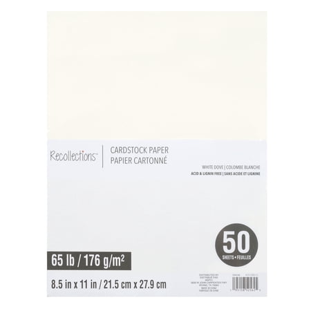 50 Sheets White Dove 8.5" x 11" Cardstock Paper by Recollections - Acid and Lignin Free Paper for Scrapbooks - Arts & Crafts - 1 Pack