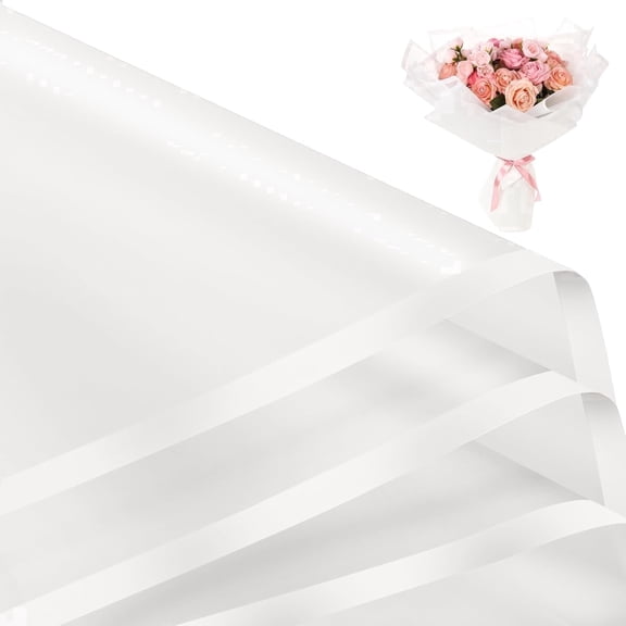 Jaikg 50 Sheets 23x23 Waterproof White Flower Bouquet Wrapping Paper for Packaging or DIY Crafts