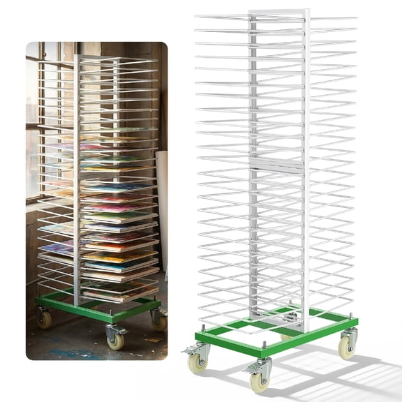 50-Shelf Cabinet Door Paint Drying Rack, Heavy Duty Steel Mobile Stand, 1250 LBS Total Capacity (25 LBS/Tier)