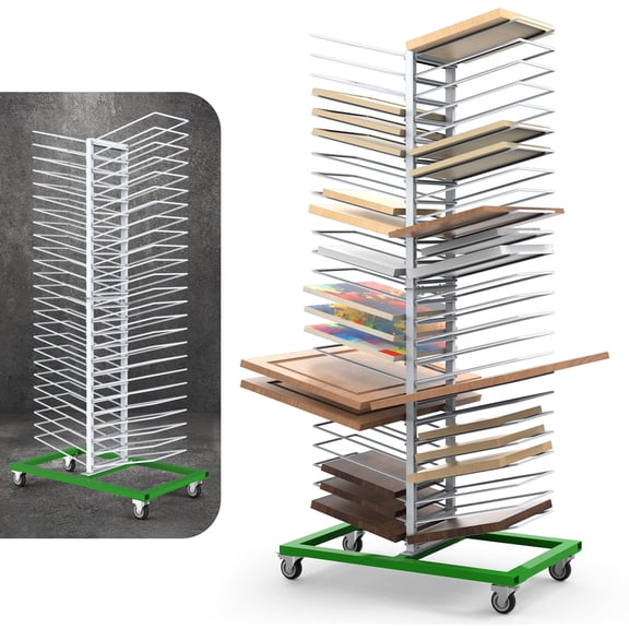 50-Shelf Paint Drying Rack for Cabinets & Doors - Space-Saving Vertical Stand for Art Studios and Classrooms, Heavy-Duty Shelf Capacity with 4 Locking Casters & 2.4" Spacing