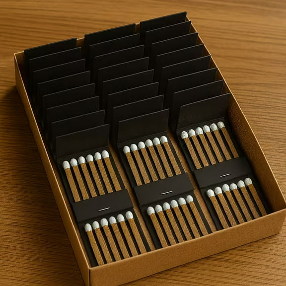 50 Shiny Black 20 Strike Matches Matchbooks, Wedding Party Favors Etc.