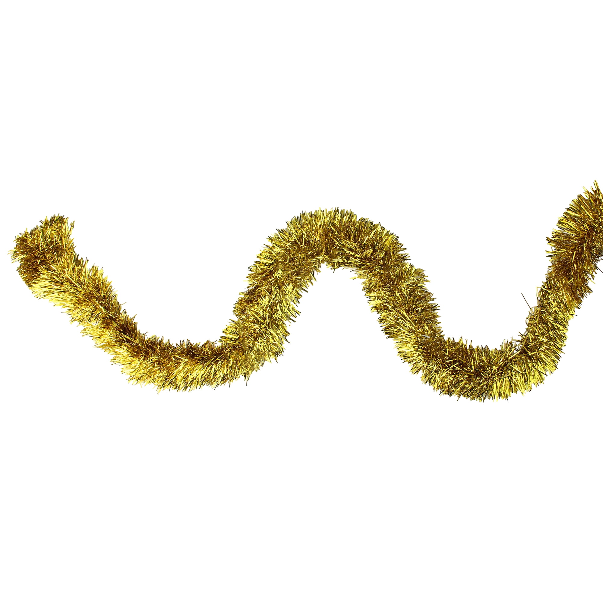 50' Shiny Gold Festive Christmas Foil Tinsel Garland - Unlit - 6 Ply