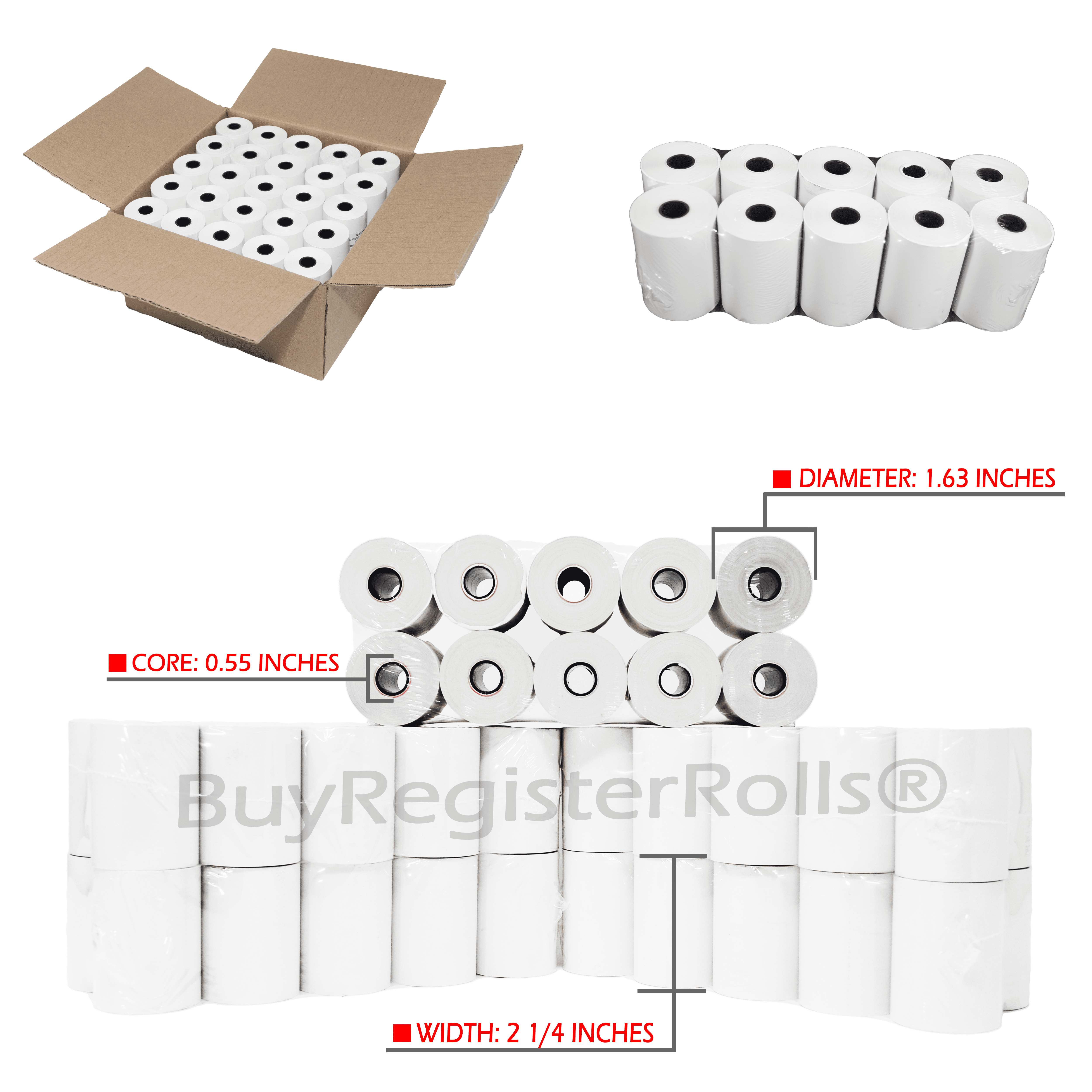 50 Shrink Wrap CC Rolls Thermal Paper Rolls 2-14 X 50 Verifone Vx520 Ingenico ICT220 ICT250 FD400 from Buyregisterrolls