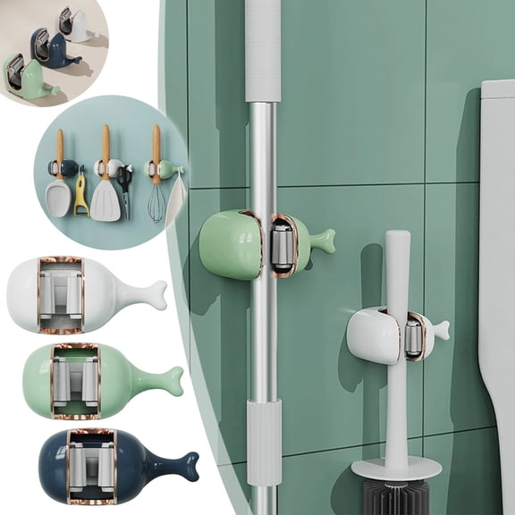 Up to 50% off Skegnu Mop Hook Hanger Perforation-free Wall Hanging Toilet Mop Storage Rack Adhesive Strong Fixed Clip Clip Cleaning Equipment Clearance Under 10 $