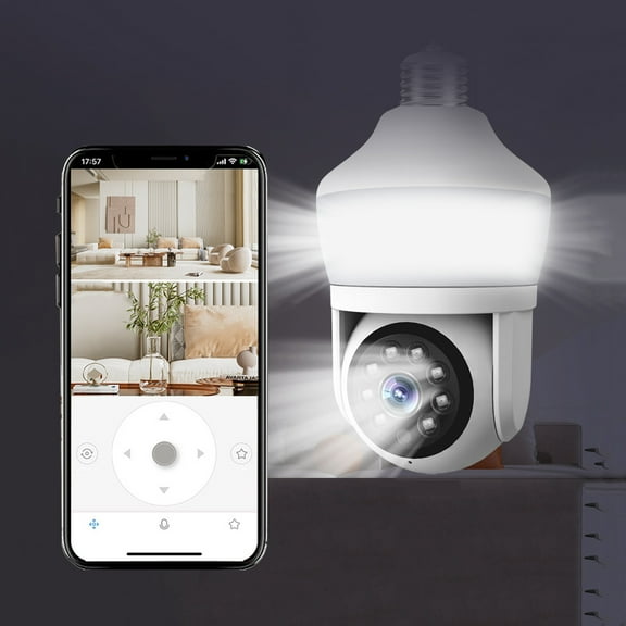Up to 50% off Skegnu WiFi Intelligent Light Wireless Bulb Camera 3MP High-definition 360 ° Panoramic Night Vision Full Color Home Security Monitoring Camera Two-way Audio Security Camera Outdoor