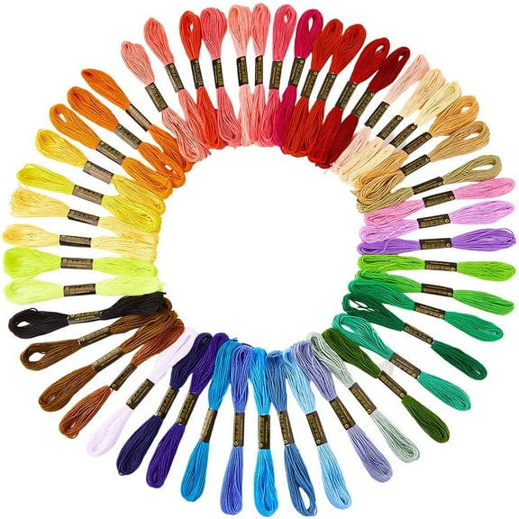 50 Skeins 437.5 Yards Colorful Stitch Thread 50 Colors Cotton Friendship Bracelet String 6 Ply Rainbow Needlepoint Threads Bulk for Hair Wrap Knitting Stitching Craft Holiday Decor