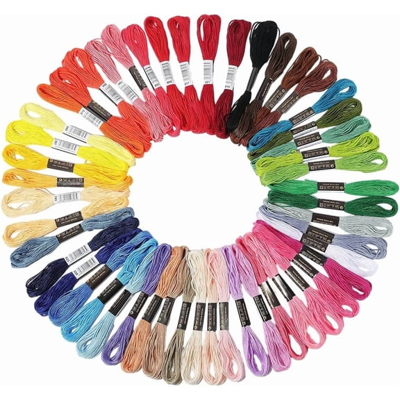 50 Skeins 6 Strands Rainbow Color Embroidery Thread Colorful Variegated Friendship Bracelet String Polyester Gradient Stitch Floss Yarn Threads Bulk for Hand Sewing Bracelets Craft Diy