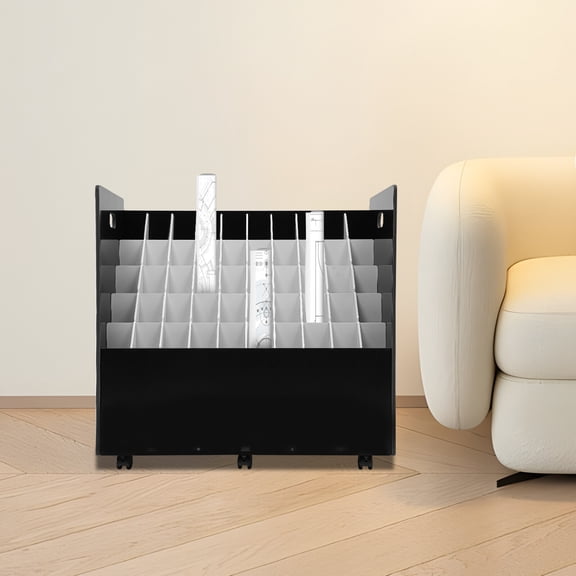 50-Slot 5-Tier Blueprint Roll File Storage Holder Movable Roll File Cart with Universal Wheels