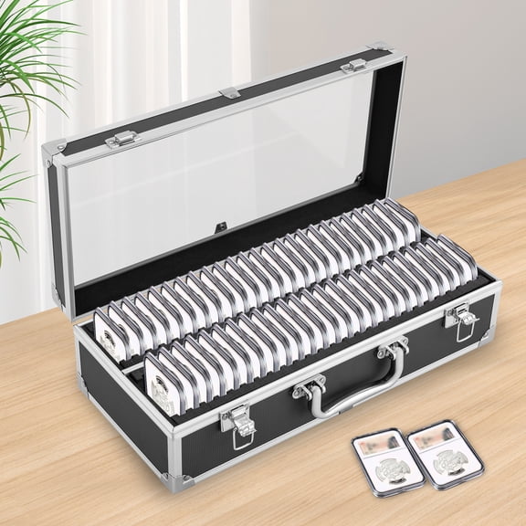 50 Slots Coin Slab Case, Classic Coin Holders, Black Coin Box for Storage, Transport, & Organization of Coin Collection
