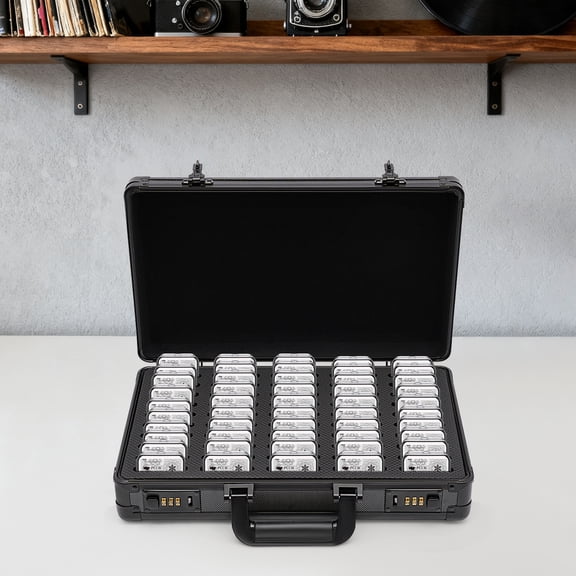 50 Slots Coin Slab Storage Case, Portable Hard Shell Password Lock Coin Display, for Home Exhibition Travel Use