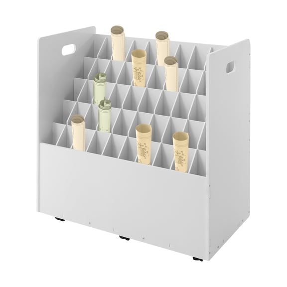 Shangmakel Shangmakel50 Slots Mobile Blueprint Storage Rack Cart, Construction Plan Holder Roll Files Cart Map Poster Storage Cabinet for Office Home School