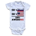 thumbnail image 1 of 50% Slovenian 50% American 100% Awesome Funny Baby Bodysuit - Slovenian Flag Slovenia Baby Bodysuit, 1 of 2