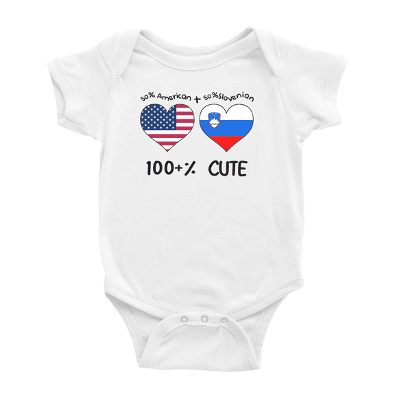 50% Slovenian + 50% American = 100+% Cute Baby Clothes For Boy Girl (White, 0-3 Months)