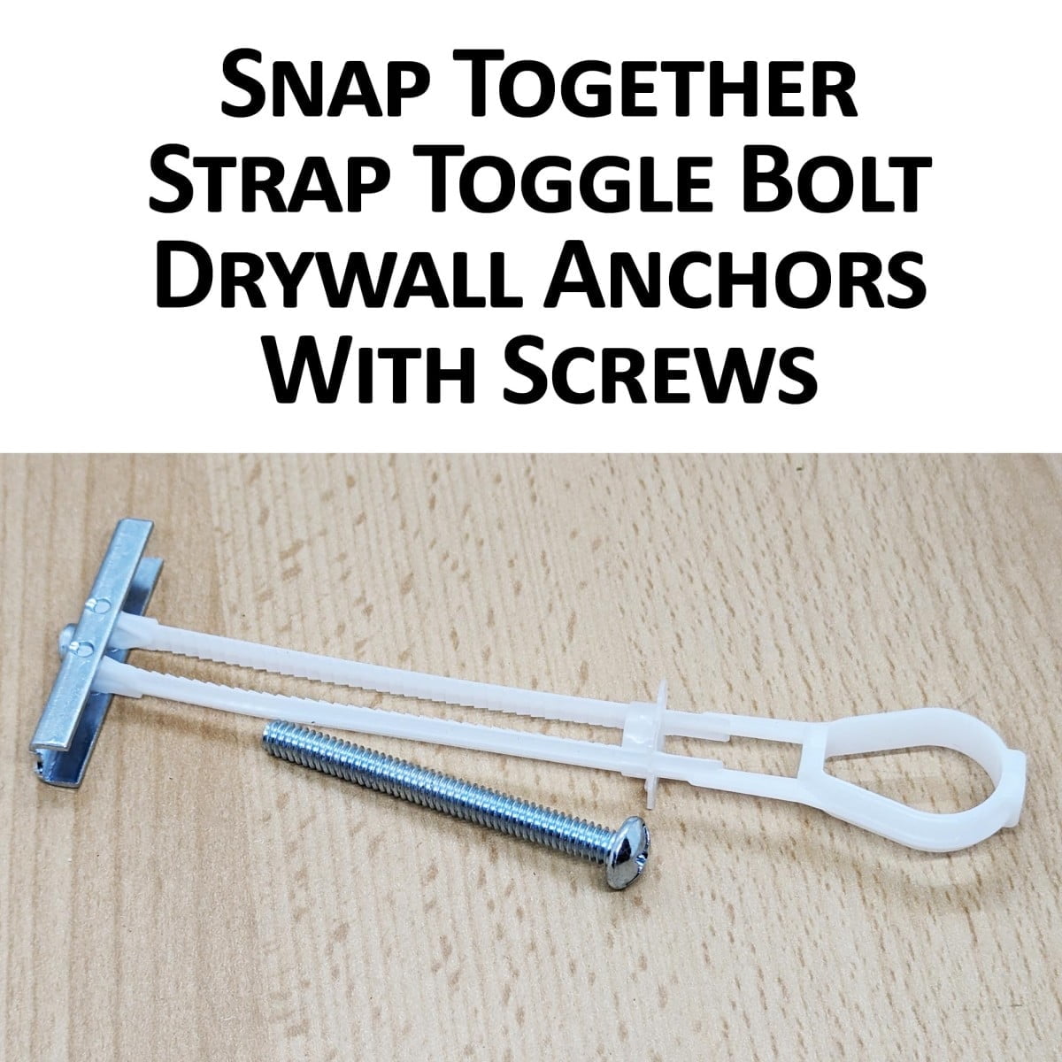 (50) Snap Together Strap Toggle Bolt Drywall Anchors With 1/4 x 2-1/2" Screws Bulk Box