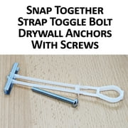 50 Snap Together Strap Toggle Bolt Drywall Anchors With 3/16 x 2-1/2" Screws Bulk Box