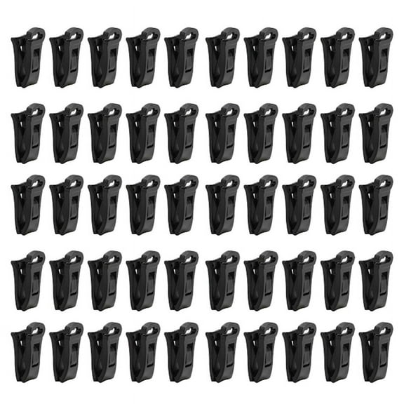 50 Sock Clips Plastic Laundry Clothespins with Hooks, Black, 50 Count