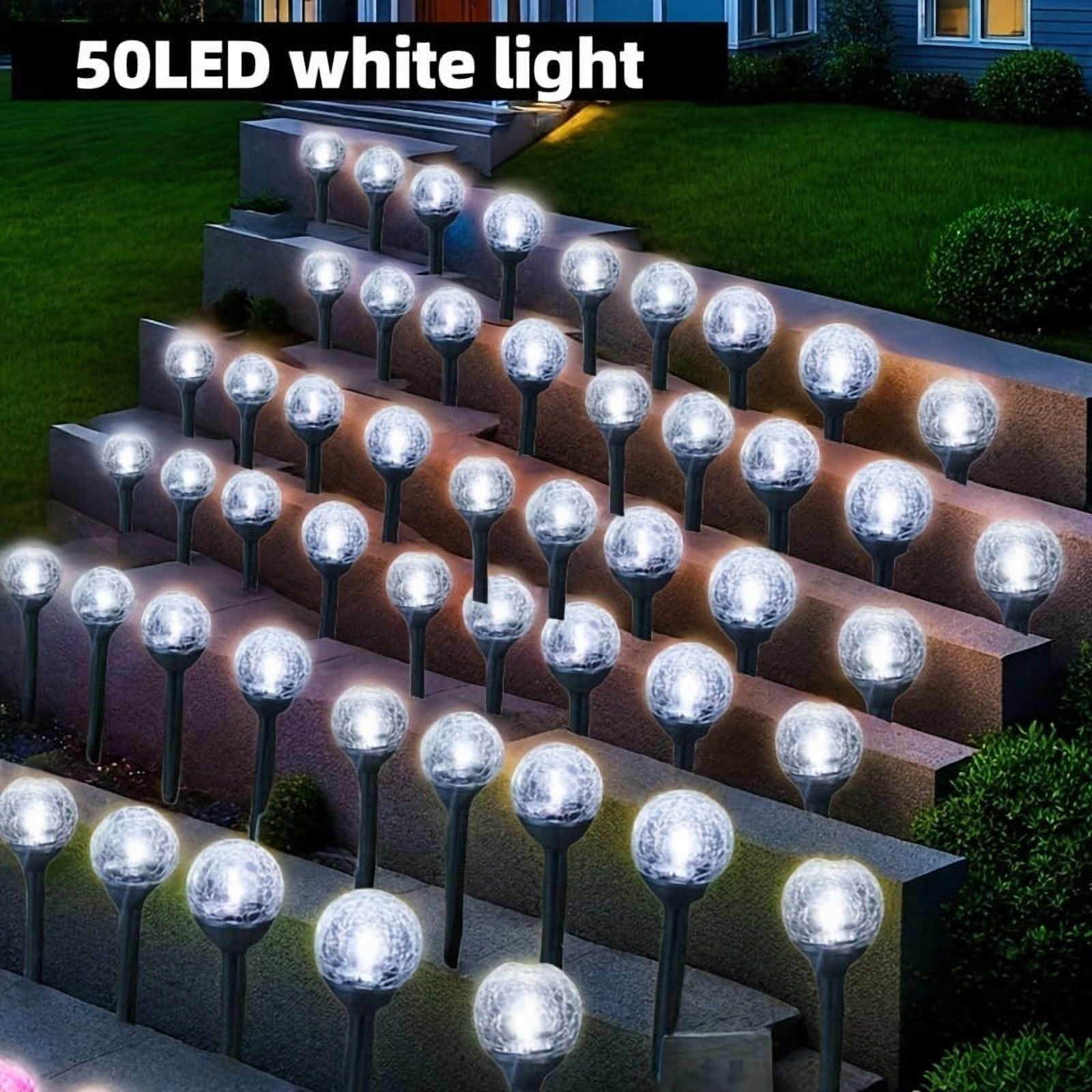 50 Solar LED Outdoor Lights, IPX4 Waterproof, 8 Modes, Fairy String ...