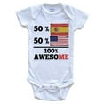 thumbnail image 1 of 50% Spanish 50% American 100% Awesome Funny Baby Bodysuit - Spanish Flag Spain Baby Bodysuit, 1 of 2