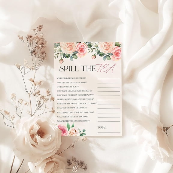 50 Spill The Tea Party (50-Cards) Fun Bridal Shower Game Activity, Who Knows the Bride Best, Decorations, Engagement Party, Rehearsal Dinner, Bridgerton$$Home Decor, Kitchen, & Other