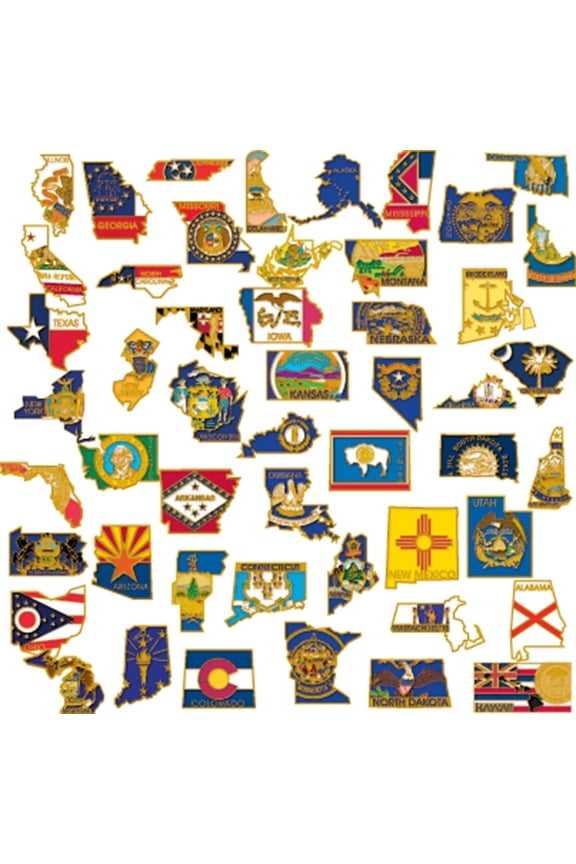 50 State Shape Enamel Lapel Pin USA Collection Value Pack