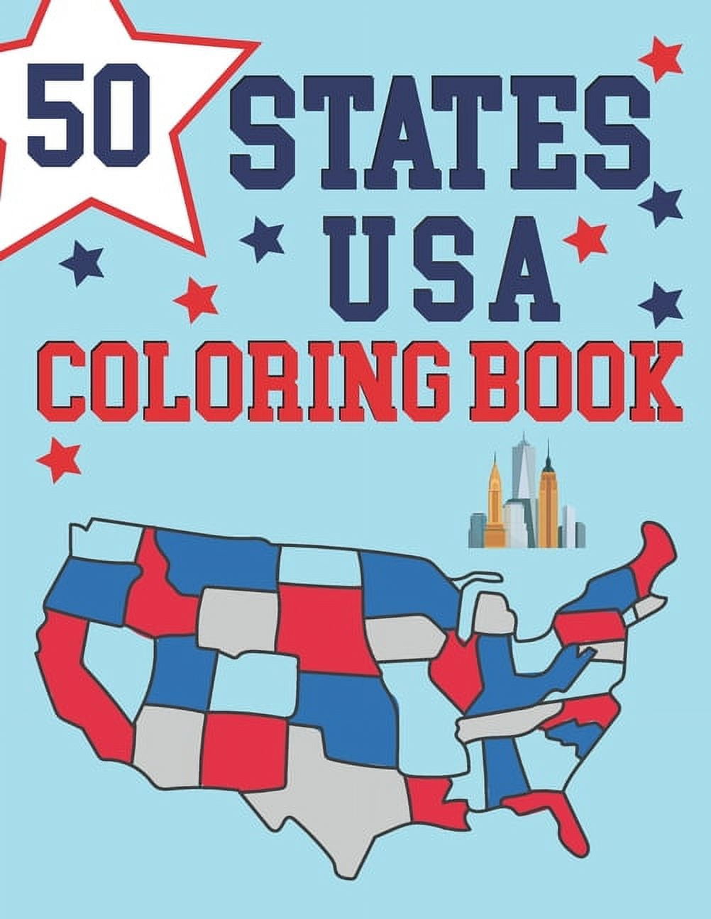 50 States Of America Coloring Book: Maps of the 50 States of the USA ...