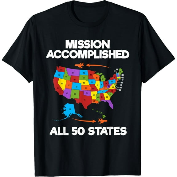 50 States of America Adventure Map Road Trip Travelers T-Shirt