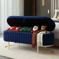 thumbnail image 1 of 50" Storage Bench Velvet Bedroom Ottoman,Upholstered End of Bed Bench with Gold Legs,Flipping Lid Entryway Footrest, 1 of 8