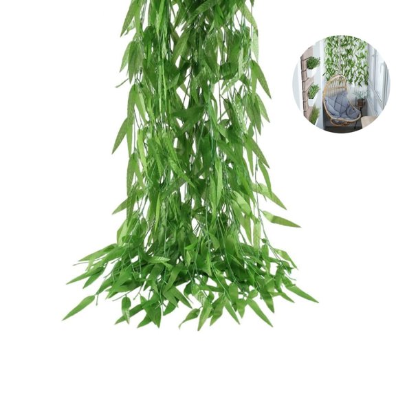 50 Strands Artificial Vine Fake Leaves,QZS Artificial Greenery Ivy Vine for Room Decor,4.33"x7.5 Feet Faux Hanging Willow for Garden Wall Wedding