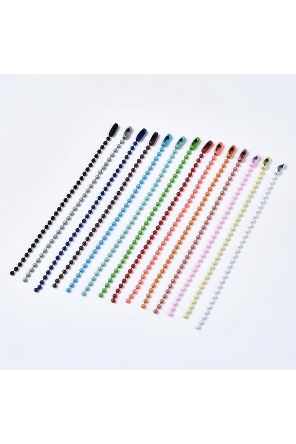 50 Strands Spray Painted Iron Ball Chains Metal Hanging Chains Tag Chains with Connectors 2.5mm Iron Ball Chain Keychains DIY Necklace Jewelry Making Hanging Ornament Craft