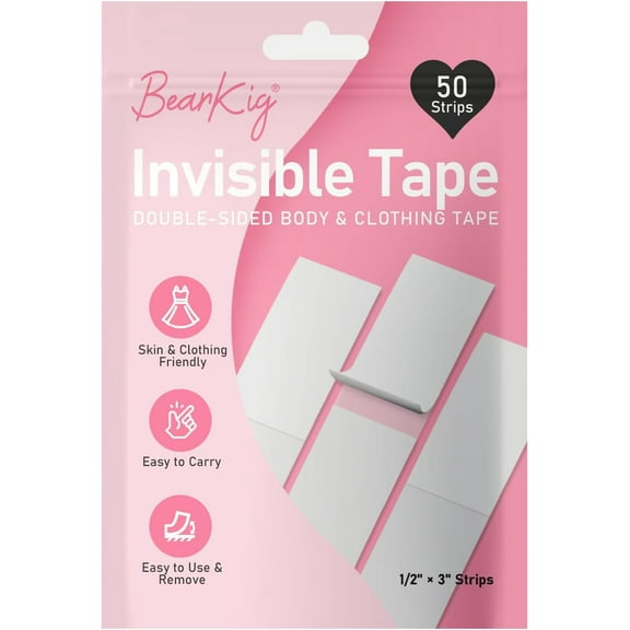 50-Strips Double-Sided Tape for Fashion, Tape for Clothes, Fabric Tape for Women Clothing and Body, All Day Strength Tape Adhesive, Invisible and Clear Tape for Sensitive Skins
