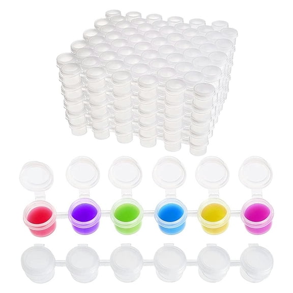 50 Strips Paint Pots Strips,300 Pots 2Ml/0.07 Oz Empty Paint Cup Pots With Lids, For Classrooms Paintings Art Festivals