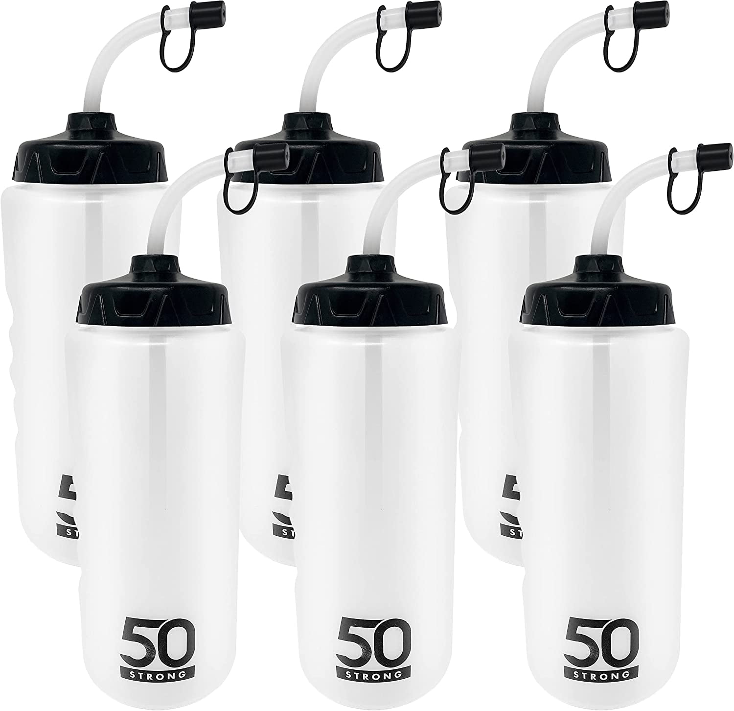  50 Strong Sports Squeeze Water Bottle 6 Pack – 22 oz