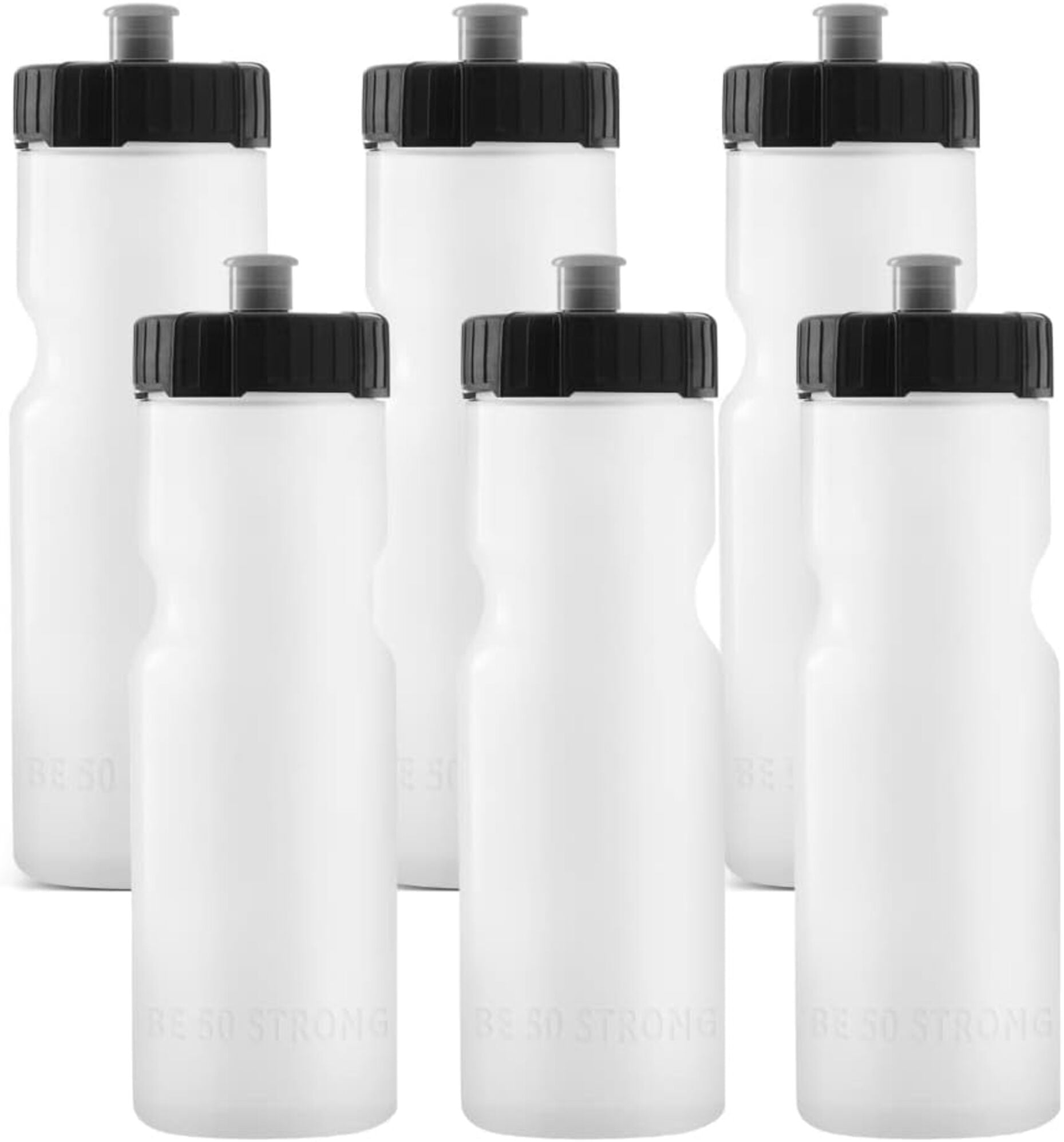 50 Strong Clear Sports Squeeze Water Bottles Set of 6 Team Pack