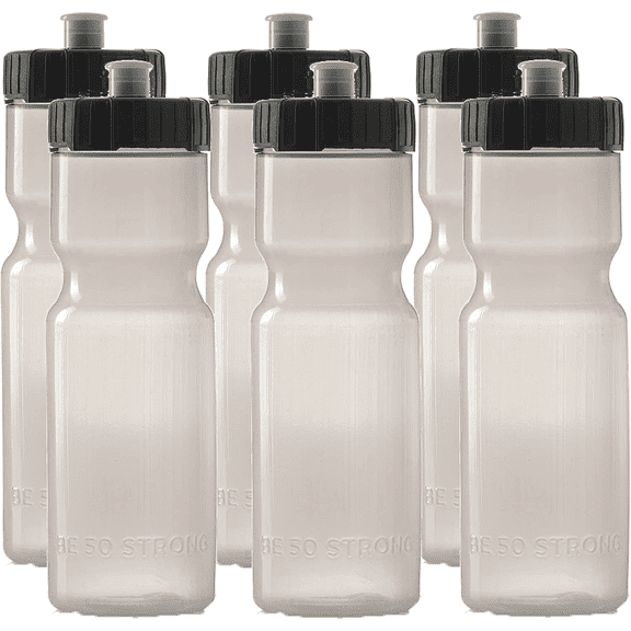 50 Strong Sports Squeeze Water Bottle Team Pack - Includes 6 Bottles - 22 oz. BPA Free