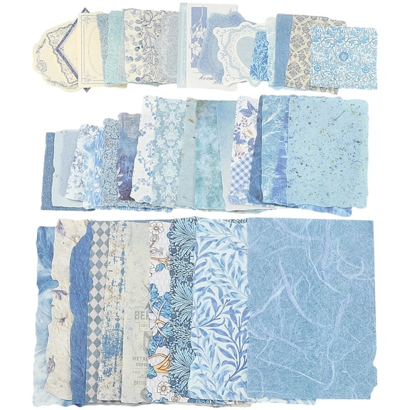 50 Styles 100 Sheets Collage Paper Sheets Scrapbook Collage Paper Bulk Blue Assorted Pattern Aesthetic European Journal Sheets
