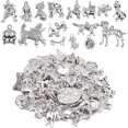 thumbnail image 1 of 50 Styles Antique Silver Mixed Pet Dog Theme Charms Vintage Alloy Animal Puppy Dog Bone Paw Print Dangle Pendants for DIY Bracelet Necklace Jewelry Making Supplies, 1 of 8