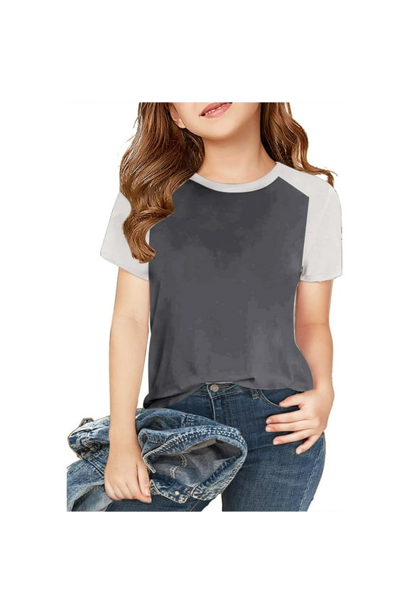 Toddler Baby Girls Boys Short Sleeve Shirts Raglan Shirt Baseball Tee Cotton T-Shirts