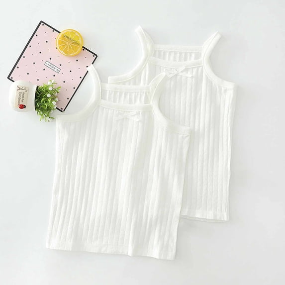 Toddler Tank Tops Girls 2 Pack Ribbed Knit Multipacks Spaghetti Strap Sleeveless Shirts Camisoles Undershirt