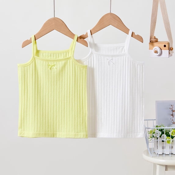 Toddler Tank Tops Girls Spaghetti Strap Ribbed Knit 2 Pack Sleeveless Casual Basic Cami Top for 2-11 Years
