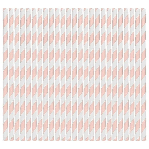 Suncoda 100pc Paper Straws Disposable Straws Paper Striped Colorful Decorative Straws Dessert Drinks Party Straws for Home Party