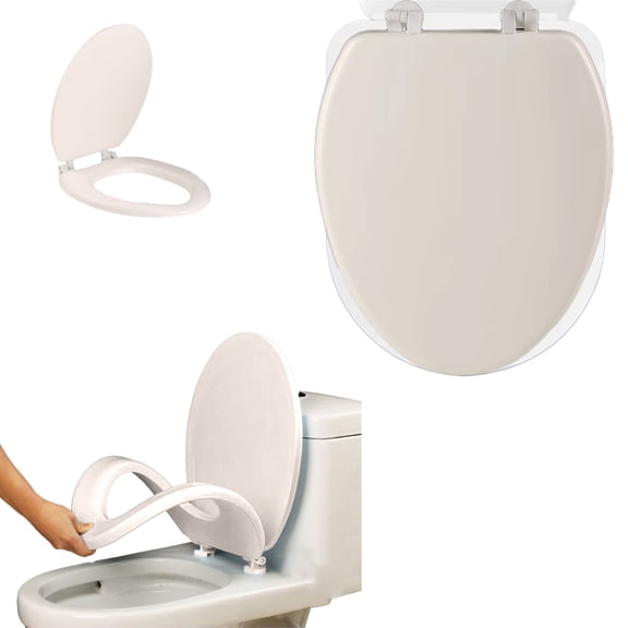 Suncoda Toilet Seat, V Toilet Seat Soft Comfort, Plastic Soft Toilet Seat Elongated Quiet-Close Lid Seat Easy to Install Clean, Never Loosen