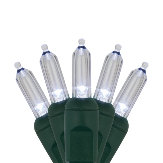 50 T5 LED Cool White Mini Christmas Light Set, 4" Spacing, 17', Christmas Tree Lights White (Cool White, 17 Ft)