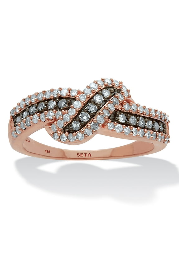 .50 TCW Diamond 14k Rose Gold-Plated Sterling Silver Crossover Ring