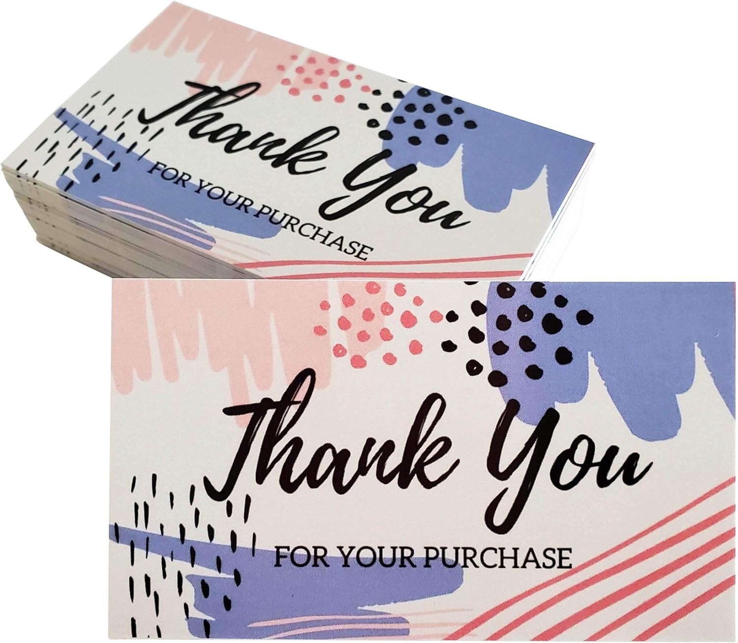 50 Thank You For Your Purchase Cards 3.5 X 2 Inches Customer Package