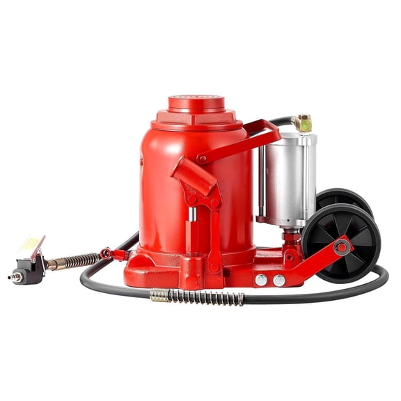 50 Ton (110231.5 lbs) Air Hydraulic Bottle Jack, 10.4-16.1 Inch Lift Range, Heavy Duty Welded Pneumatic/Manual Jack Pump for Car, SUV, Truck, RV Auto Repair, Red