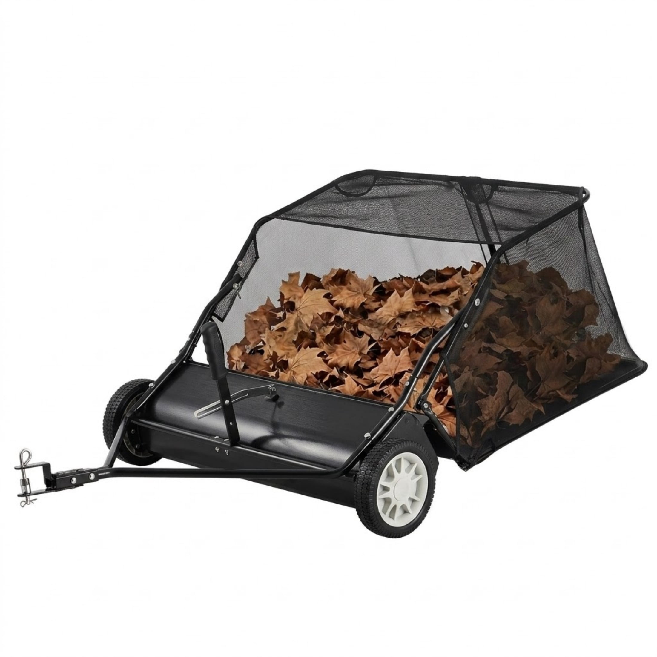 50" Tow Behind Lawn Sweeper, 26 cu. ft Large Capacity Pull Behind Leaf and Grass Collector with Adjustable Height, Heavy Duty