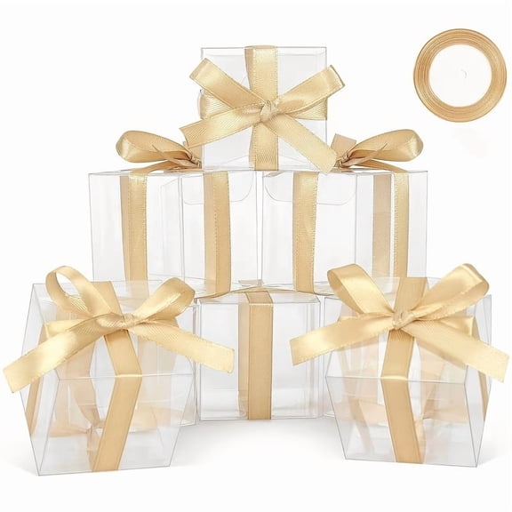 50 Transparent Square Gift Boxes for Gifts - Eco-Friendly Clear Packaging for Birthdays Weddings Graduations Anniversaries Festivals