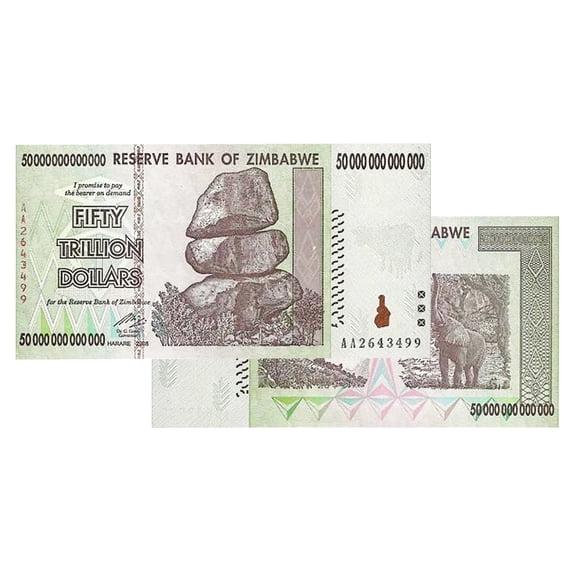 50 Trillion Zimbabwe Banknotes 2008 AA Series Uncirculated Collectible Currency with COA P-90