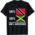 thumbnail image 1 of 50% Trinidad & Tobago 50% Jamaica Jamaican Flag Pride T-Shirt, 1 of 4